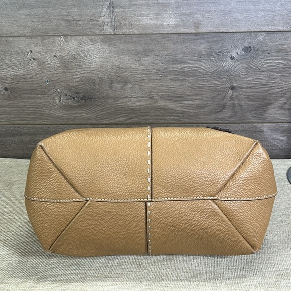 Tory Burch Mcgraw Satchel Handbag Pebbled Leather Brown Purse Tote Bag - Picture 6 of 16